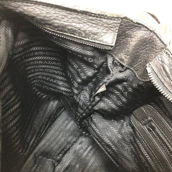 PRADA VA0802 Front pocket Bag Shoulder Bag Leather Black - Picture 8 of 16